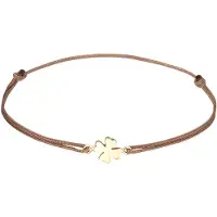 Elli Armkette "Armband Kleeblatt Textilarmband 925 Silber vergoldet" Gr. 160, gold, Armbänder, Damen, Silber 925 (Sterlingsilber), Armkette