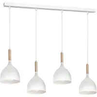 Luminex Hängeleuchte Noak, weiß/Holz natur, 4-flammig lang