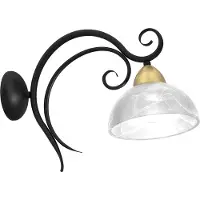 Luminex Wandleuchte Flora, ein Glasschirm, schwarz/messing