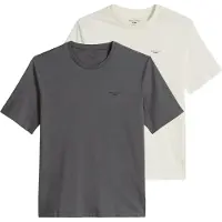 Marc O'Polo T-Shirt DENIM "T-Shirt T-Shirt, SSL, Logo Print, Reg F 2er Pack", Herren, Gr. XL, bunt (dunkelgrau, weiß), Obermaterial: 100% Baumwolle CO., Shirts T-Shirt