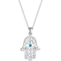 Elli Lange Kette "Halskette Hamsa Evil Eye Schutzsymbol 925 Silber, mit Kristallen von Swarovski" Gr. 60, silber, Halsketten, Damen, Silber 925 (Sterlingsilber), Lange Kette