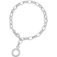 Giorgio Martello Milano Charm-Armband "Armband mit Schriftzug zum einhängen von Charms, Silber 925" Gr. 19,5, silber, , Armbänder, Damen, 19,5, Silber 925 (Sterlingsilber), Charm-Armband