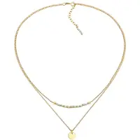 Elli Silberkette "Halskette Layer Plättchen Glas Perlen 2-lagig 925 Silber" Gr. 38, gold, Halsketten, Damen, Silber 925 (Sterlingsilber), Silberkette