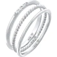 Elli Ring-Set "Ring Zirkonia Kordel Basic Stapel (3 tlg.) 925 Silber" Gr. 58, silber, Fingerringe, Damen, 58,mit Stein, Silber 925 (Sterlingsilber), Ring-Set