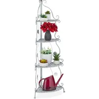 Relaxdays Pflanzenregal Metall klappbar 4 Ablagen Vintage Blumenranken 113,5x31x31cm