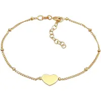 Elli Armkette "Armband Herzchen Kugelkette Liebe Romantik 925 Silber" Gr. 160, gold, Armbänder, Damen, Silber 925 (Sterlingsilber), Armkette