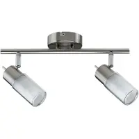 Paulmann 600.81.LED Deckenleuchten Spotlights Zygla Balken 2x4W GU10 LED 230V Eisen gebürstet Metall/Glas