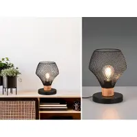 RL Tischlampe VALERIA Trichter Drahtgeflecht, Schwarz, Metall und Holz, 25cm hoch, 18cm Durchmesser