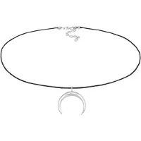 Elli Choker "Halskette Choker Nylon Halbmond Sichel 925 Silber" Gr. 36, silber, Halsketten, Damen, ohne Stein, Silber 925 (Sterlingsilber), Choker