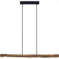 LINDBY LED-Hängeleuchte Nekala, schwarz, Holz, Länge 120cm