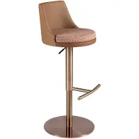 ANGEL CERDA SL Drehbarer Hocker aus terrakottafarbenem und beigem Stoff und braunem Kunstleder 4229