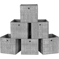 Markenlos Aufbewahrungsbox Set von 6 - Faltbar - Vliesstoff - Grau meliert - 30x30x30 cm