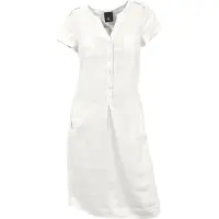 HEINE Jerseykleid "Leinenkleid Sommerkleid in knieumspielender Länge", Damen, Gr. 44, N-Gr, weiß, Modisch, Rundhals, Kleider Jerseykleid