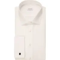 Seidensticker Businesshemd "Schwarze Rose", Herren, Gr. S (38), normale Ärmellängen, beige (ecru), 100% Baumwolle, unifarben, slim fit, Doppelmanschette, Hemden Businesshemd, Slim 1/1 Kentkragen Uni