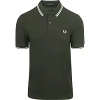 Fred perry für Herren. M3600 Grün gestreiftes Polo mit Kontrastkragen (XXL), Lässig, Baumwolle, Kurzarm