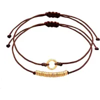 Elli Armketten Set "Armband Beads Kreis Nylon 2er Set 925 Sterling Silber" Gr. 160, braun, Armbänder, Damen, Silber 925 (Sterlingsilber), Armketten Set