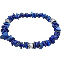 KUZZOI Armkette "Armband Herren Lapis Lazuli Vintage Bead 925 Silber" Gr. 190, silber, Armbänder, Herren, 190, Silber 925 (Sterlingsilber), Armkette