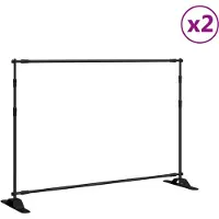 Syfax Hintergrundstative 2 Stk. Schwarz 305x243 cm Stahl