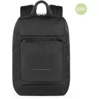 Piquadro Macbeth Kleiner Laptoprucksack aus Leder und recyceltem Schwarz CA5315S115/N