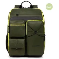 Piquadro Otello Laptoprucksack 14" aus recyceltem Stoff mit iPad-Fach Olivgrün