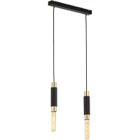 Jupiter Pendelleuchte LILE 1841 Moderner Stil 2-flammig E27 Schwarz Gold Stahl Hängeleuchte für Esstisch Wohnzimmer
