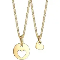 Elli Ketten-Set "Halskette Herz Mutter Kind Cut Out Münze 925 Silber" Gr. 45, gold, Halsketten, Damen, ohne Stein, Silber 925 (Sterlingsilber), Ketten-Set