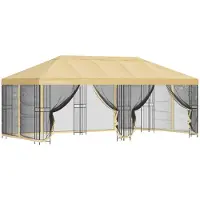 Syfax Pavillon mit Seitenwänden 6 x 3 m Creme Polyester und Stahl