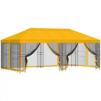 Syfax Pavillon mit Seitenwänden 6 x 3 m Gelb Polyester und Stahl