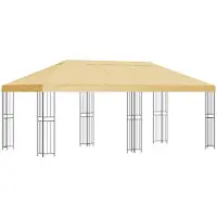 Syfax Gartenpavillon 6 x 3 m Creme Polyester und Stahl 190 gsm