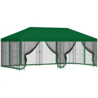 Syfax Pavillon mit Seitenwänden 6 x 3 m Grün Polyester und Stahl