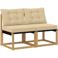 Syfax 2 stk. Outdoor Mittelsofa Massivholz Akazie und Textilene Stoff