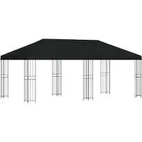 Syfax Gartenpavillon 6 x 3 m Schwarz Polyester und Stahl 190 gsm