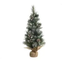 Merkloos Mini künstlicher Weihnachtsbaum frosted 60cm mit Zapfen und Jutesack