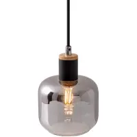 Näve Pendelleuchten - 1er Pendelleuchte "FUMOSO" Ø: 13cm, Hängelampe im Retro Style, aus Metall und Glas in schwarz, 120 cm hoch, Ø 13 cm, E14-Fassung
