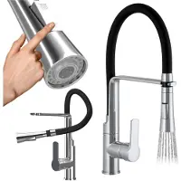 Granitan - Küchenarmatur - Wasserhahn Küche Höhe 43 cm - Chrom - 2 Strahlarten - VEGAS