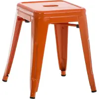 CLP Hocker Armin I Metallhocker stapelbar und pflegeleicht I Stapelhocker bis 200 kg belastbar I Sitzhöhe 46 cm, Farbe: orange