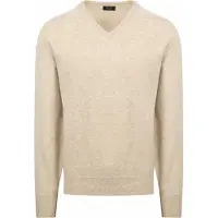William lockie V-Ausschnitt Pullover Lammwolle Linen Beige