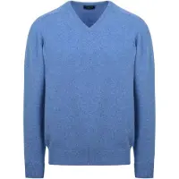 William lockie V-Ausschnitt Pullover Lammwolle Jeans Melange