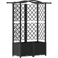 vidaXL Hochbeet mit Rankgitter und Dach Schwarz 122 x 40 x 138 cm PP