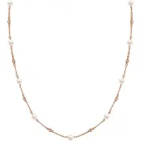 Elli Silberkette "Halskette Erbskette Kugeln Süßwasser-Zuchtperlen 925er Silber" Gr. 40, rosa (rosegold), Halsketten, Damen, 40, Silber 925 (Sterlingsilber), Silberkette