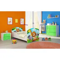 ACMA I Jugendbett Kinderbett Junior-Bett Komplett-Set mit Matratze Lattenrost Weiß 02 Animals 160x80
