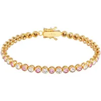 Elli Armkette PREMIUM "Armband Tennisarmband Rose 925 Sterling Silber, mit Kristallen von Swarovski" Gr. 180, gold, Armbänder, Damen, 180, Silber 925 (Sterlingsilber), Armkette