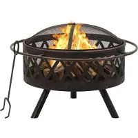 vidaXL Rustikale Feuerstelle mit Schürhaken 76 cm XXL Stahl