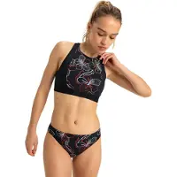 Roxy Bikini-Hose "Active", Damen, Gr. M, grau (anthrazit athletic hibiscus), Obermaterial: 75% Nylon, 25% Elasthan., Badehosen Bikini-Hose