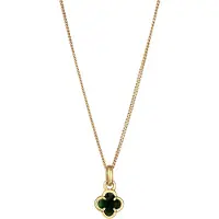 Elli Kette mit Anhänger "Halskette Kleeblatt Emaille Anhänger 925 Sterling Silber vergoldet" Gr. 45, grün, Halsketten, Damen, Silber 925 (Sterlingsilber), Kette mit Anhänger