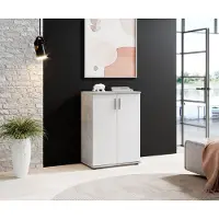 Preisbrecher Kommode >Freida< (B/H/T 60 x 82 x 35 cm) in Beton / Weiß - 60x82x35cm (BxHxT)