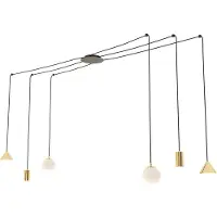 Emibig Design-Pendelleuchte "Spinne", gold-schwarz, verstellbar, FUJI, 2xE14 / 2xGU10 / 2xGX53, 10W,
