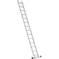Drabest | Leiter - Aufstiegsleiter - 14 Sprossen - Tragfähigkeit 150 kg - Aluleiter 1x14 Stufen - Professionelle Anlegeleiter