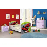 ACMA I Jugendbett Kinderbett Junior-Bett Komplett-Set mit Matratze Lattenrost Weiß 06 Formel 1 140x70