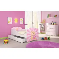 ACMA I Jugendbett Kinderbett Junior-Bett Komplett-Set mit Matratze Lattenrost Weiß 10 Teddybär 140x70 + Bettkasten